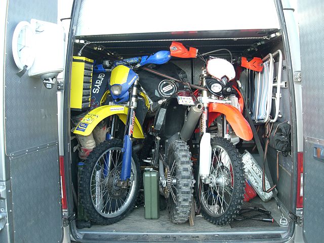 3 Motorbikes in the Sprinter Garage